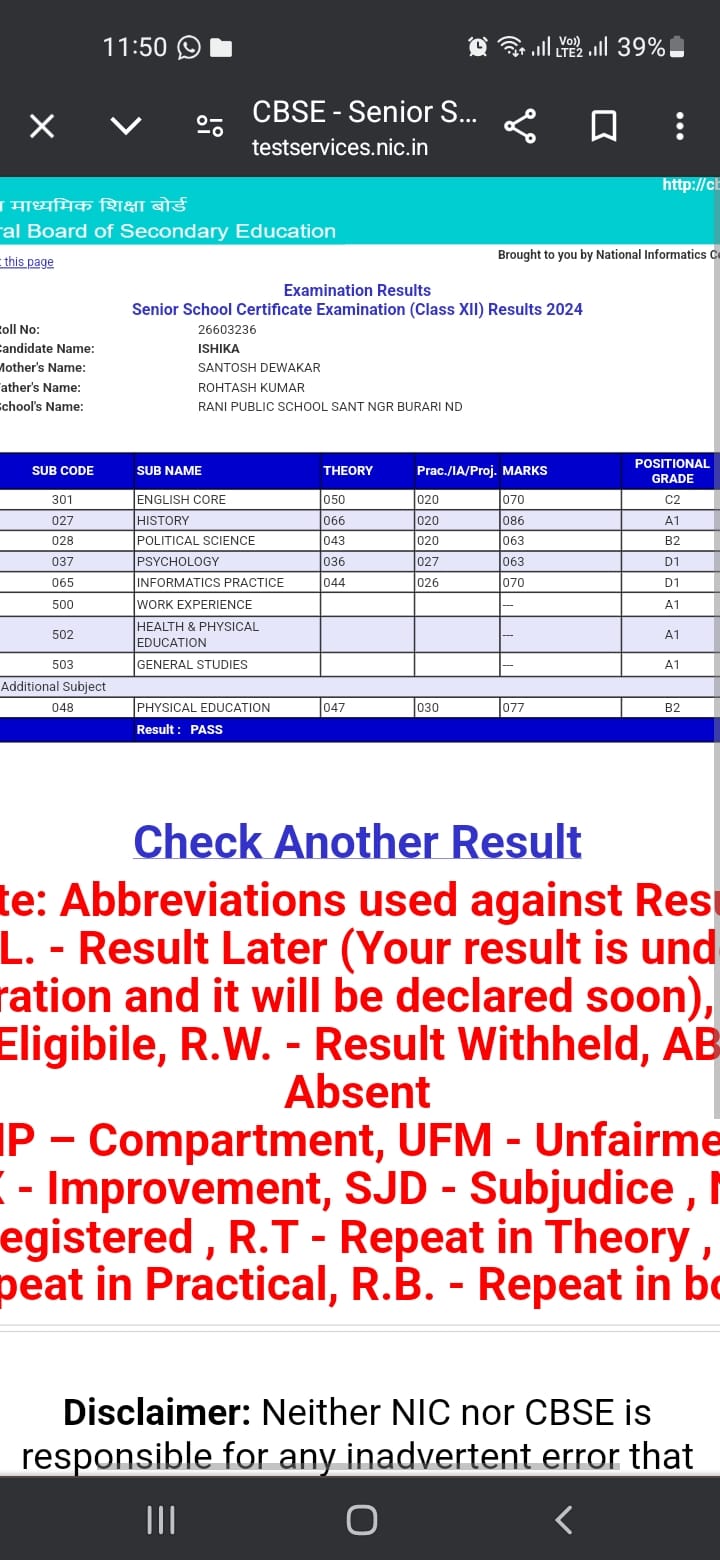 Ishika - 86% in History
